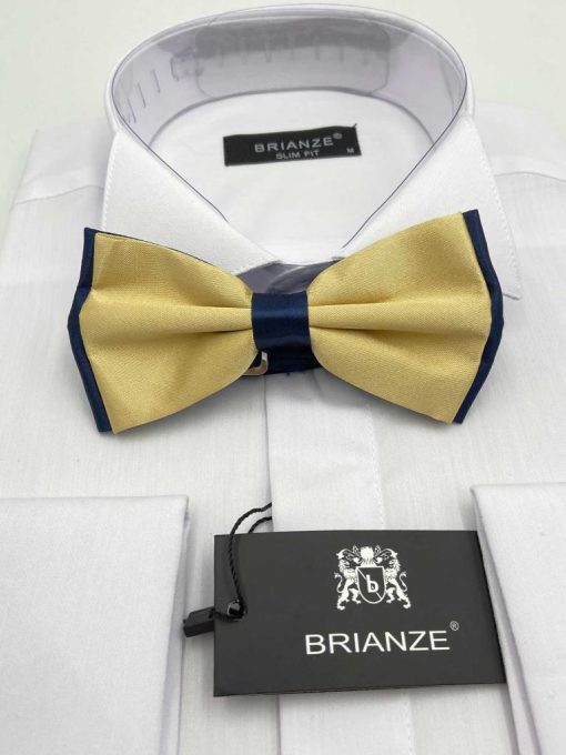 Brianze Ekru Lacivert Saten Papyon - Brianze.com Kravat ve Erkek Giyim Sitesi