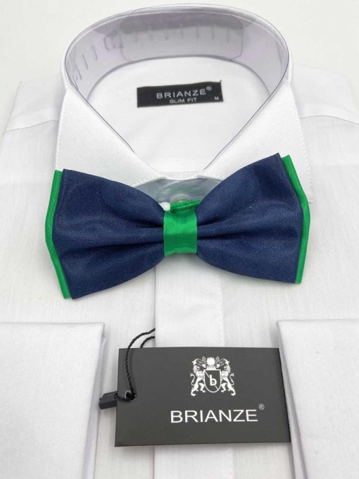 Brianze Lacivert Yeşil Saten Papyon - Brianze.com Kravat ve Erkek Giyim Sitesi