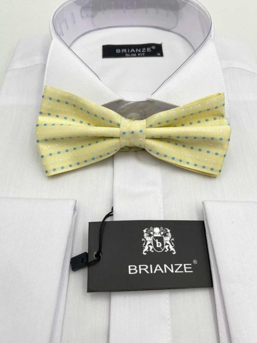 Brianze Mavi Beyaz Noktalı Limon Sarısı Papyon - Brianze.com Kravat ve Erkek Giyim Sitesi