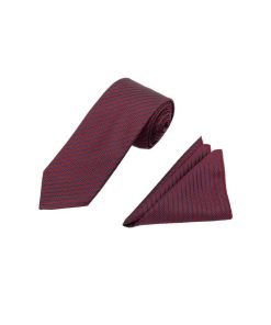 Brianze 7.5 Cm Bordo Lacivert Çizgili Kravat Mendil Set - Brianze.com Kravat ve Erkek Giyim Sitesi