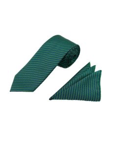 Brianze 7.5 Cm Yeşil Lacivert Çizgili Kravat Mendil Set - Brianze.com Kravat ve Erkek Giyim Sitesi