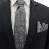 Brianze 7 Cm Gri Siyah Şal Desen Kravat Mendil Set - Brianze.com Kravat ve Erkek Giyim Sitesi