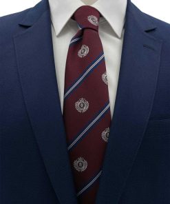 Brianze 8 Cm Bordo Lacivert Çizgili Arma Desenli Kravat