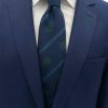 Brianze 8 Cm Lacivert Yeşil Çizgili Arma Desenli Kravat - Brianze.com Kravat ve Erkek Giyim Sitesi