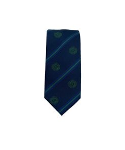 Brianze 8 Cm Lacivert Yeşil Çizgili Arma Desenli Kravat - Brianze.com Kravat ve Erkek Giyim Sitesi