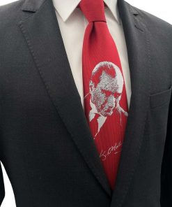 Brianze Kırmızı M.Kemal Atatürk Dokuma Kravat - Brianze.com Kravat ve Erkek Giyim Sitesi
