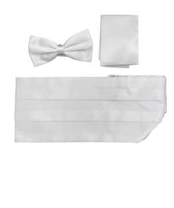 Brianze Beyaz Kuşak Papyon Ve Mendil Set